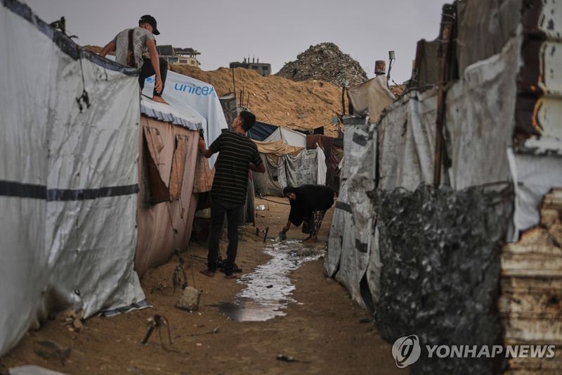 가자지구 내 피난촌. 연합뉴스