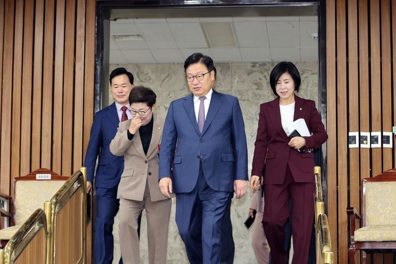정점식 국민의힘 원내대표가 20일 서울 여의도 국회에서 열린 국정감사 대책회의에 참석하고 있다. 사진=박범준 기자