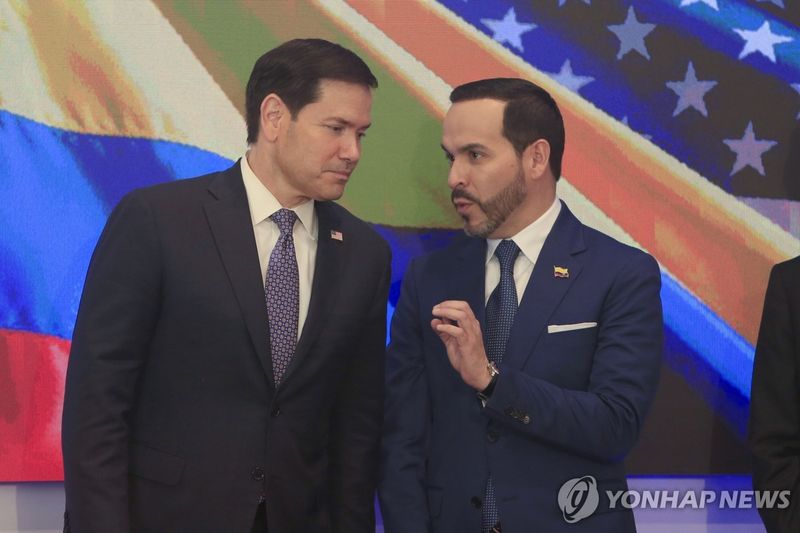 마크 루비오 미 국무장관과 데 라 에스프리에야 콜롬비아 대통령 (출처=연합뉴스)