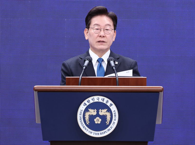 이재명 대통령이 21일 서울 서대문구 경찰청에서 열린 제81주년 경찰의 날 기념식에서 기념사를 하고 있다. 청와대통신사진기자단