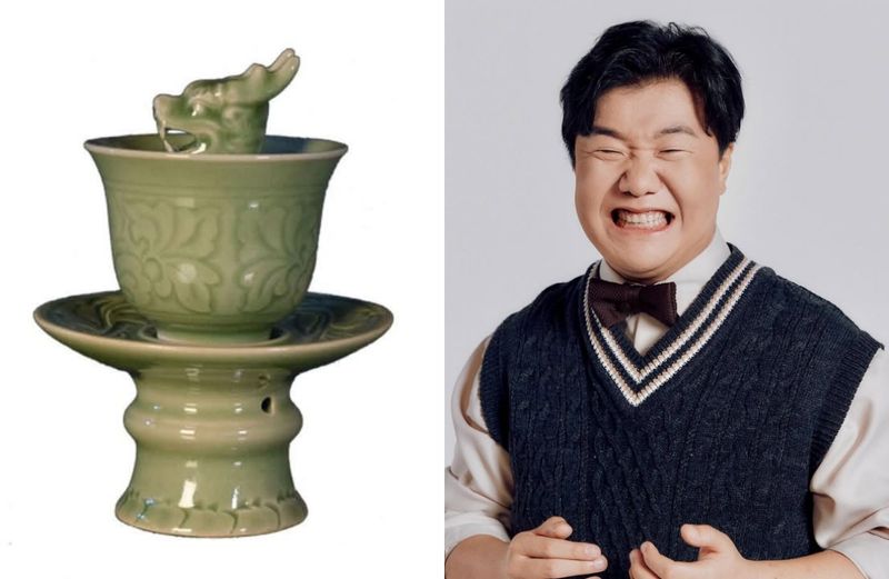 개그맨 이상민(오른쪽)과 그가 장동혁 국민의힘 대표에게 보낸 계영배 /사진=이상민 SNS 갈무리