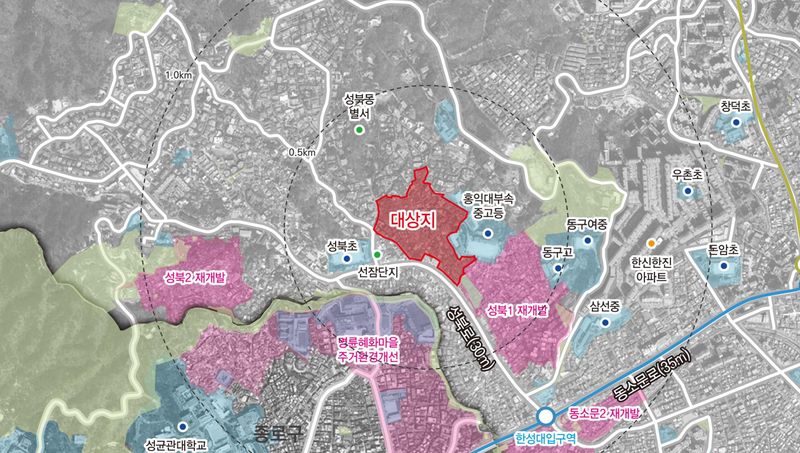 서울 성북구 성북동 3-38 일대 위치도. 서울시