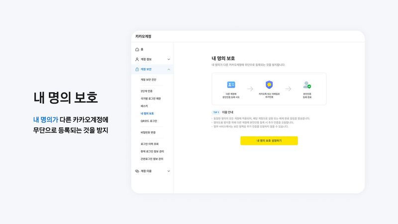 카카오 '내 명의 보호' 기능 설명 이미지. 카카오 제공