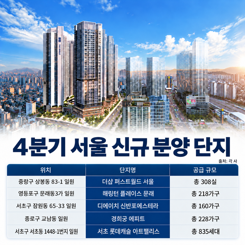 4·4분기 서울 신규 분양 단지. 업계 제공