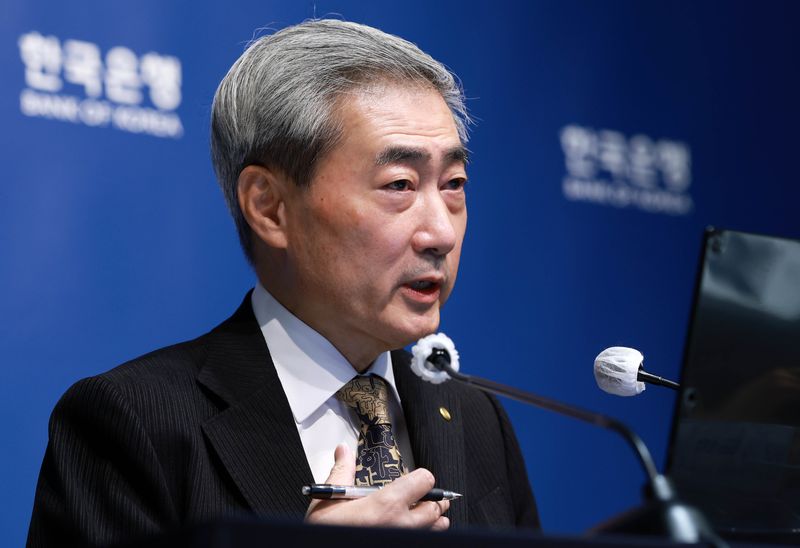 신현송 한국은행 총재가 지난 22일 서울 중구 한국은행에서 열린 금융통화위원회 통화정책방향 기자간담회에서 발언하고 있다. 연합뉴스