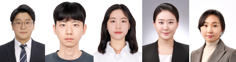 산화물 구조 제어를 통한 이산화탄소 환원 촉매 성능 향상 원리를 규명한 공동 연구진. 왼쪽부터 서울시립대 천승현 학생, 충남대 고명범 학생, 서울시립대 임예늘 학생, 경희대 신혜영 교수, 서울시립대 이효선 교수. 서울시립대 제공