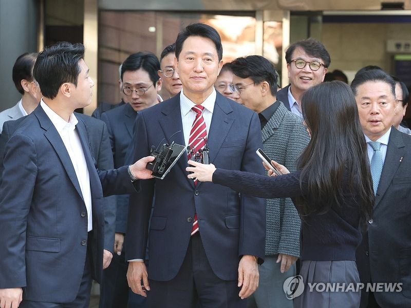 항소심 무죄, 질문받는 오세훈 서울시장 (출처=연합뉴스)