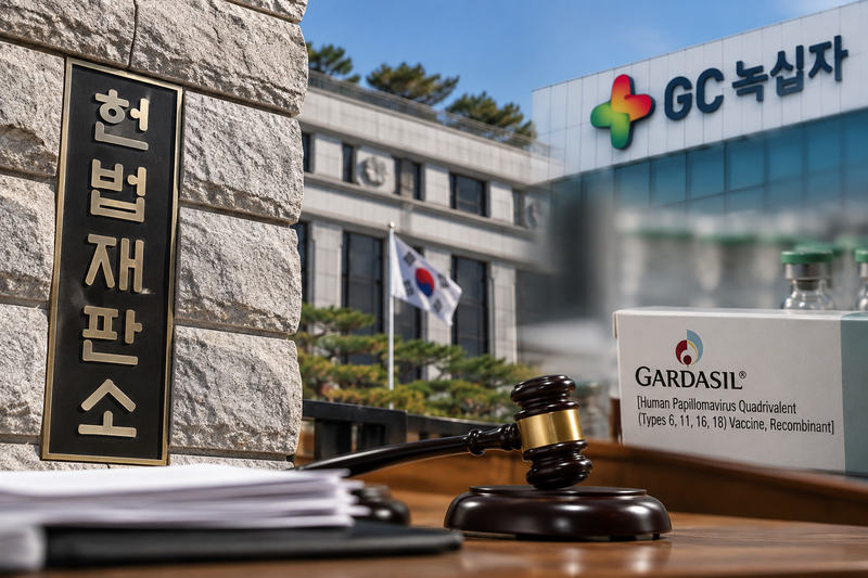 헌법재판소는 23일 오후 서울 종로구 헌재 대심판정에서 녹십자가 대법원의 심리불속행 상고기각 판결을 취소해 달라며 제기한 헌법소원 사건의 공개변론을 열었다. AI 생성 이미지