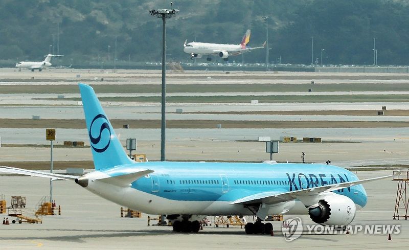 인천국제공항 2터미널에 계류중인 대한항공 항공기. 연합뉴스