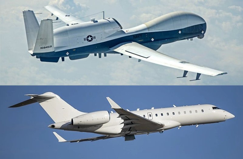 미 해군의 최신예 고고도 장거리 무인 해상 감시·정찰기인 MQ-4C 트리톤(Triton, 위쪽)이 초계 임무를 수행하고 있다. 지난 14일 북한이 동해상 '김군옥영웅함'에서 첫 핵무장 시험인 수직·어뢰관 SLCM 섞어쏘기 전날 새벽 이륙해 중부 내륙과 동해 상공을 약 9시간 동안 10차례 왕복 비행했다. 통신 및 레이더 신호를 수집하는 미 육군의 정찰·전자전 항공기 아레스(ARES)도 지난 14일 북한이 동해상 '김군옥영웅함'에서 첫 핵무장 시험인 수직·어뢰관 SLCM 섞어쏘기 전날 밤부터 당일 오전까지 동·서해 상공을 오가며 북한