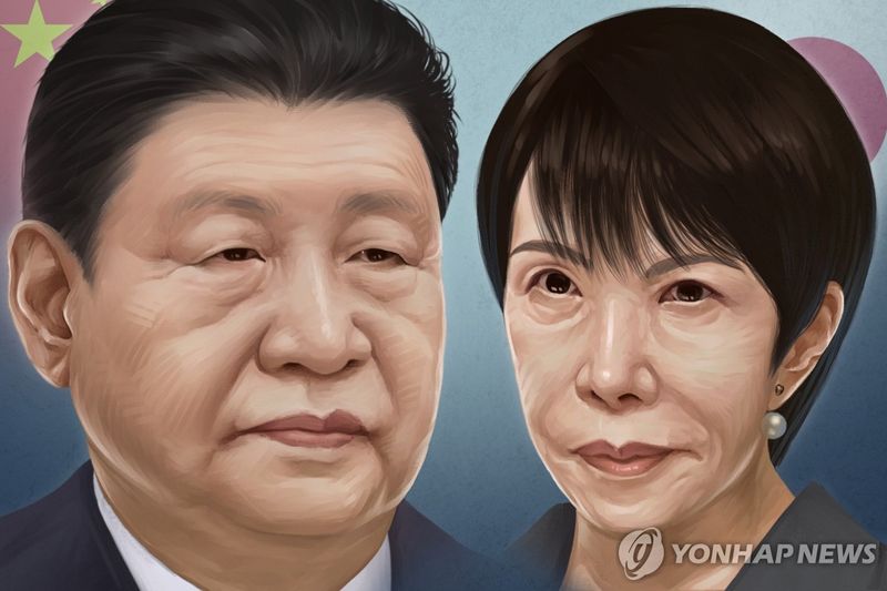 시진핑 중국 국가주석(왼쪽)과 다카이치 사나에 일본 총리 일러스트. /사진=연합뉴스