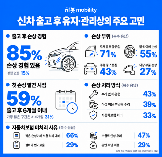 신차 출고 후 유지관리상의 주요 고민. 차봇모빌리티 제공