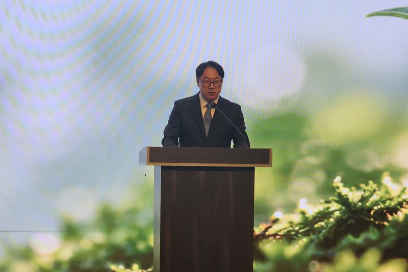 임하수 산림청 차장이 29일 경기도 여주시에서 열린 '제52회 전국 양묘기술세미나'에 참석해 축사를 하고 있다. 산림청 제공