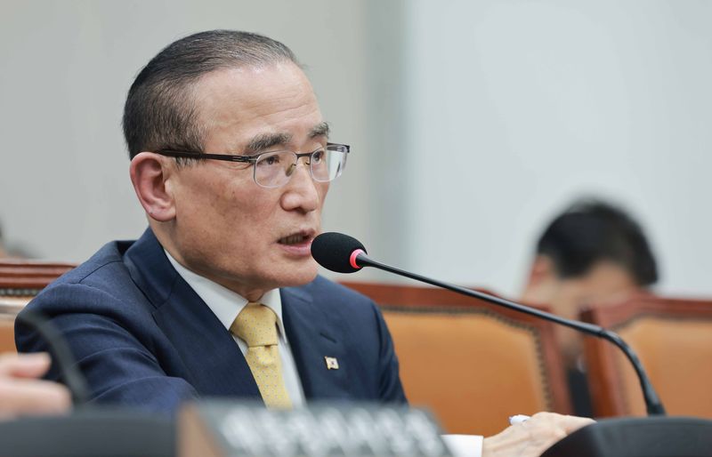 위성락 국가안보실장이 지난 29일 국회 운영위원회에서 열린 대통령비서실, 국가안보실, 대통령경호처에 대한 국정감사에서 운영위원 질의에 답하고 있다. 연합뉴스