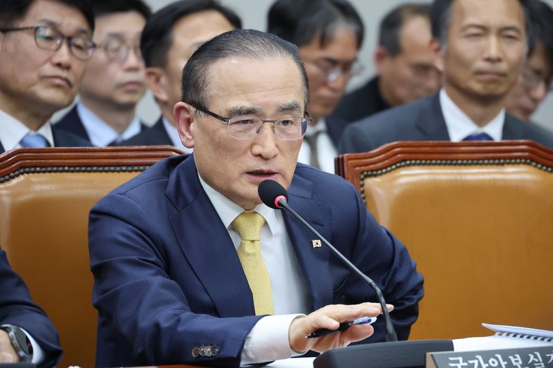 위성락 청와대 국가안보실장이 지난 29일 서울 여의도 국회에서 열린 국회운영위원회의 대통령 비서실 등에 대한 국정감사에서 의원 질의에 답변하고 있다. 뉴스1