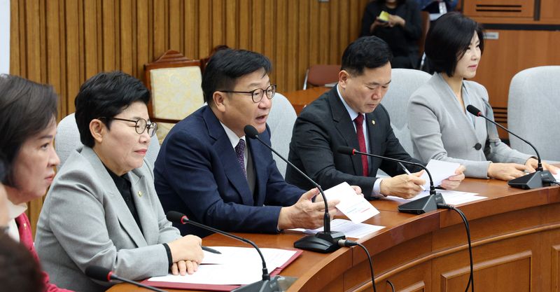 정점식 국민의힘 원내대표가 30일 서울 여의도 국회에서 열린 국정감사대책회의에서 발언하고 있다. /사진=뉴시스