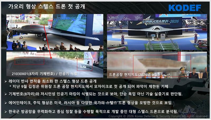 북한이 전격 공개한 무인 무장장비체계와 전술 타격 능력 분석 자료. 한국국방안보포럼(KODEF) 제공